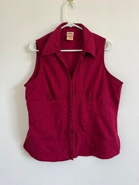 Faded Glory Magenta Stretch Button-Up Top XL